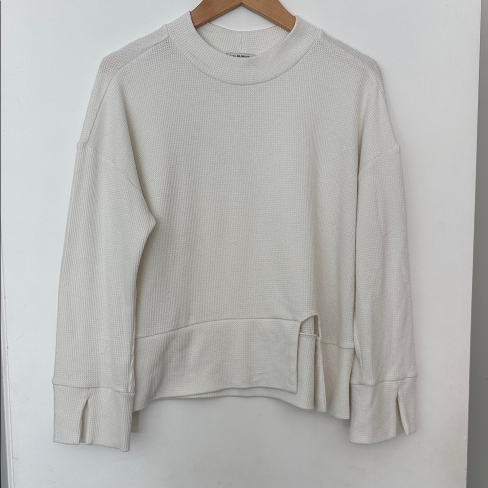 LNA Waffle Knit Long Sleeve Tee with Assymetrical Detail